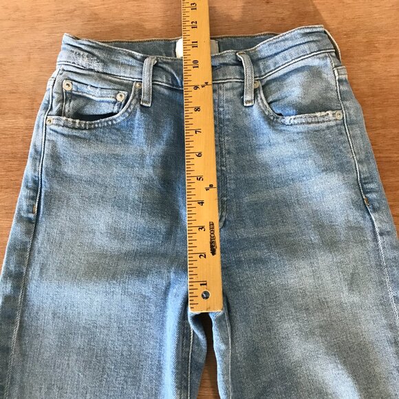 Agolde Nico Skinny Jeans Women 24 Blue Mid Rise Distressed Button Fly Stretch - Picture 9 of 14